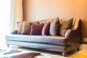 leather or faux leather sofa