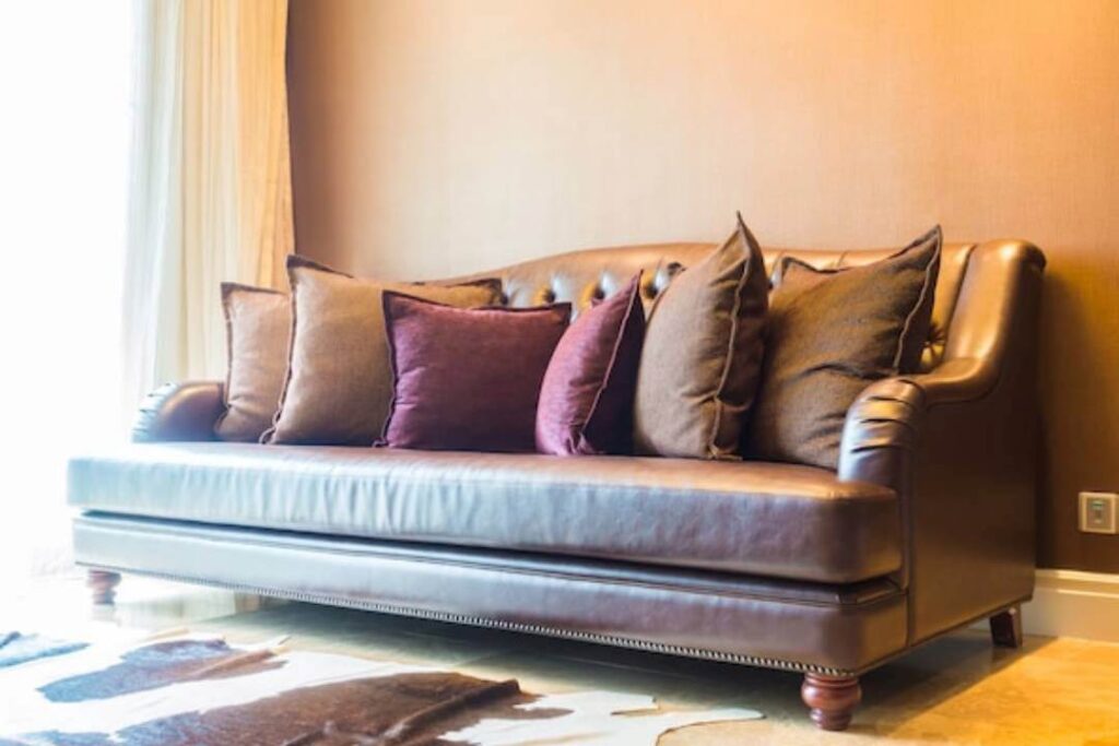 leather or faux leather sofa
